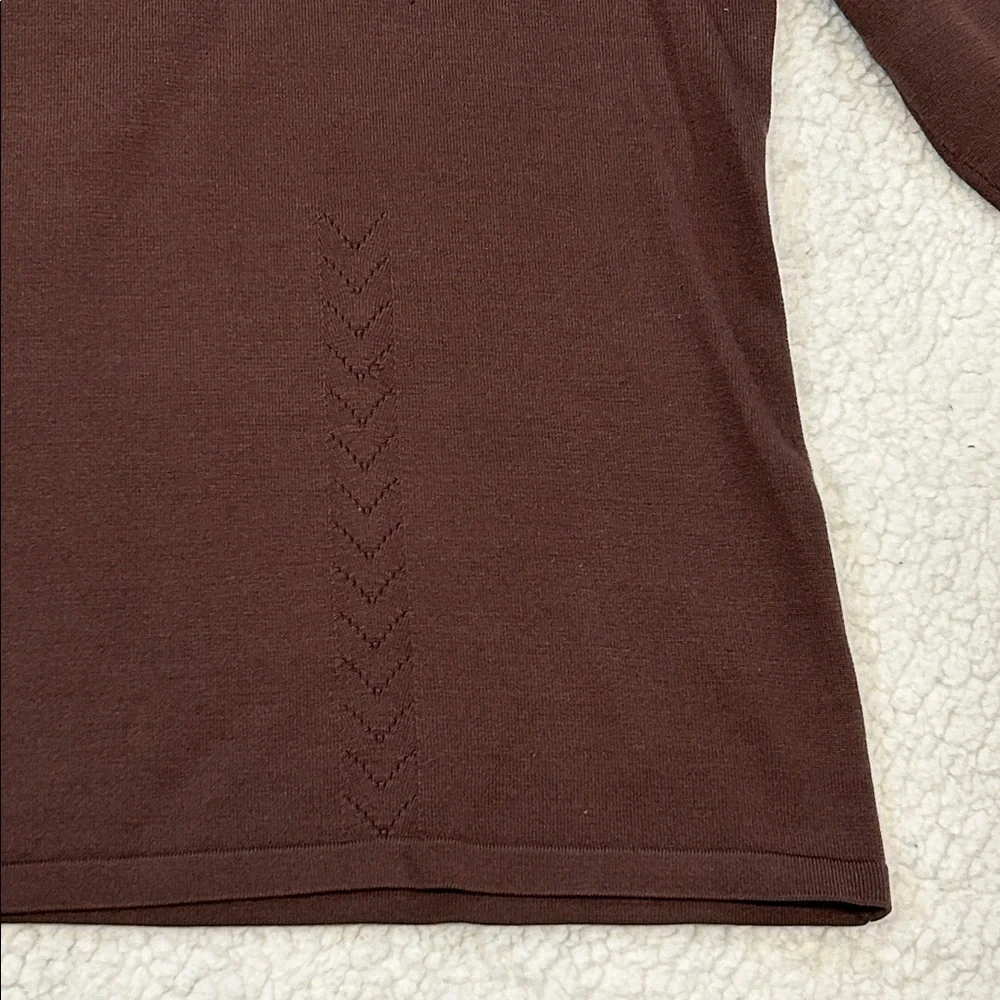 Pendleton Silk Blend 3/4 Sleeve Sweater size XL Brown Stitch Detail
